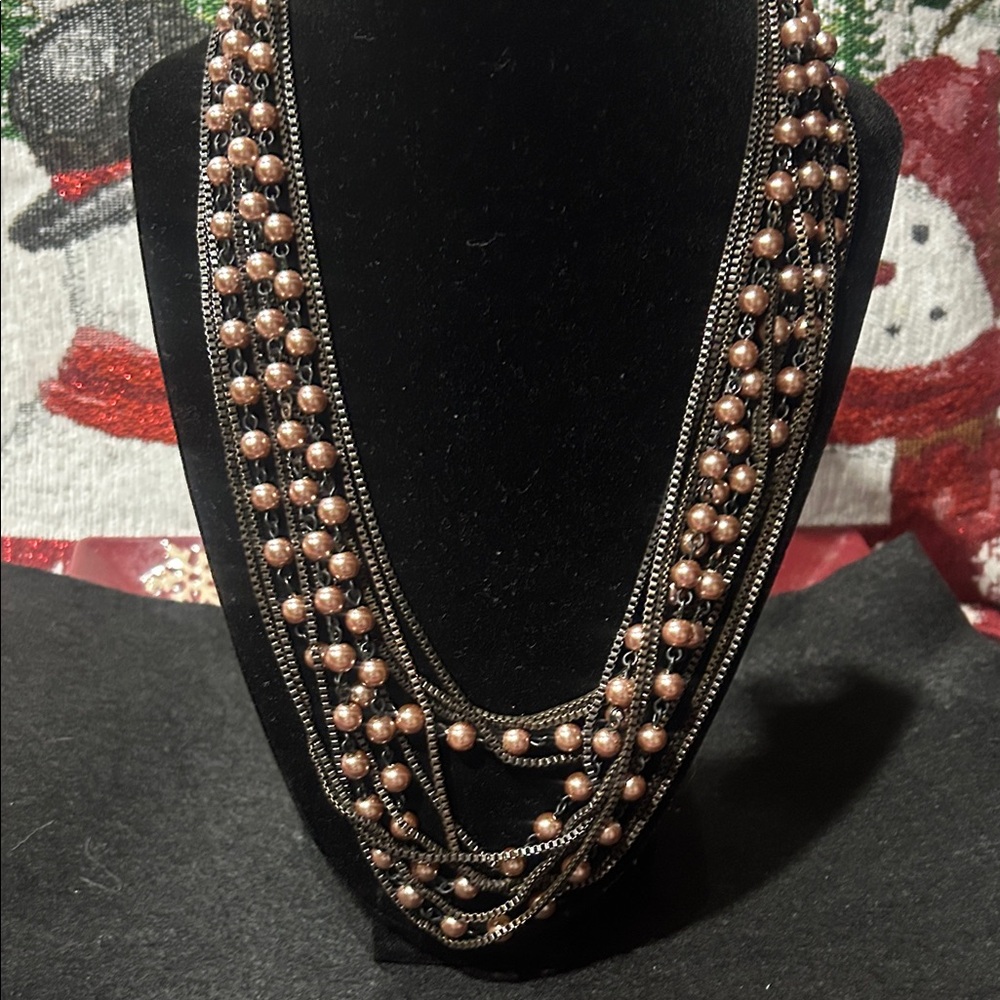 Coldwater Creek Layered Necklace with Brown Beads